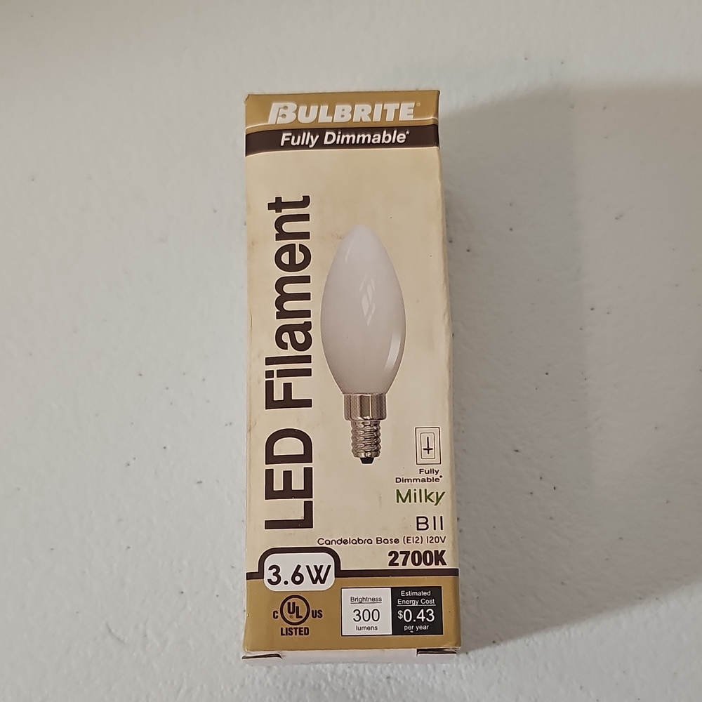 Bulbrite LED B11 Milky Candle Bulb 3.6W 2700K Dimmable E12 120V 300lm